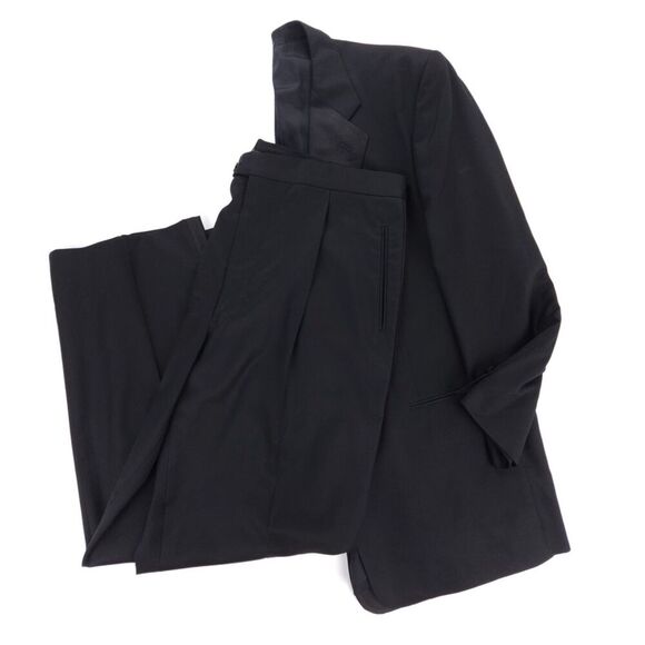ARMANI COLLEZIONI Tuxedo Jacket Pleated Pants Formal Suit Set Black Old Money - Picture 16 of 16